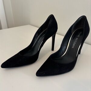 Stuart Weitzman Black Classic Pointed-Toe Heels